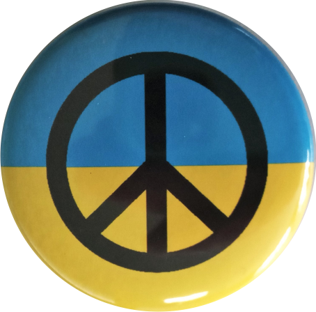 ***Ukraine Flagge Button Friedenszeichen schwarz